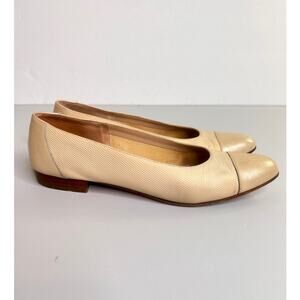 Salvatore Ferragamo Beige Textured Loafers